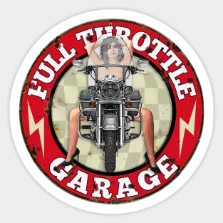 Full Throttle Garage - Sexy Woman on Motorcycle Sticker